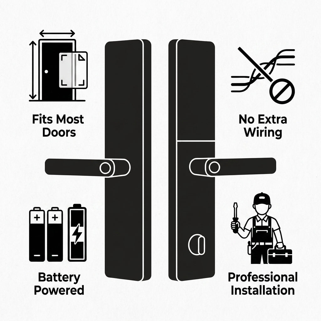 Smart Door Handle Lock – Fingerprint, Keypad, Card & App Control | GadgetMall