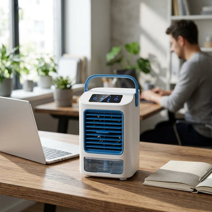 Portable Desktop Air Cooler & Humidifying Spray Fan – 24W, 2-Speed Quiet Cooling | GadgetMall