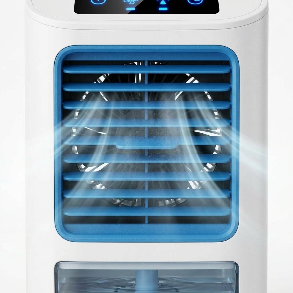 Portable Desktop Air Cooler & Humidifying Spray Fan – 24W, 2-Speed Quiet Cooling | GadgetMall