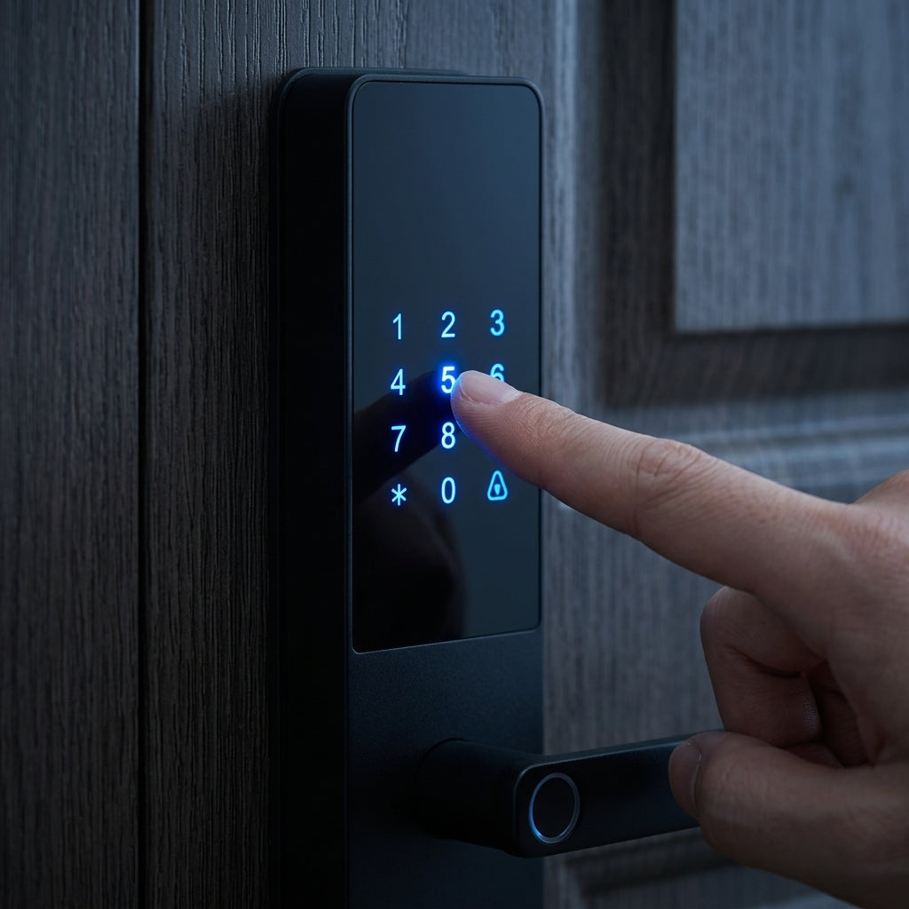 Smart Door Handle Lock – Fingerprint, Keypad, Card & App Control | GadgetMall