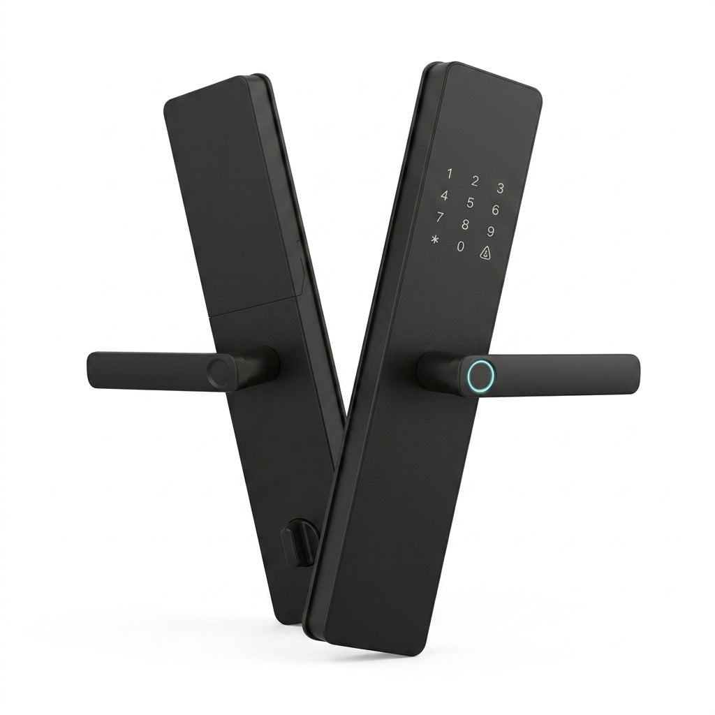 Smart Door Handle Lock – Fingerprint, Keypad, Card & App Control | GadgetMall