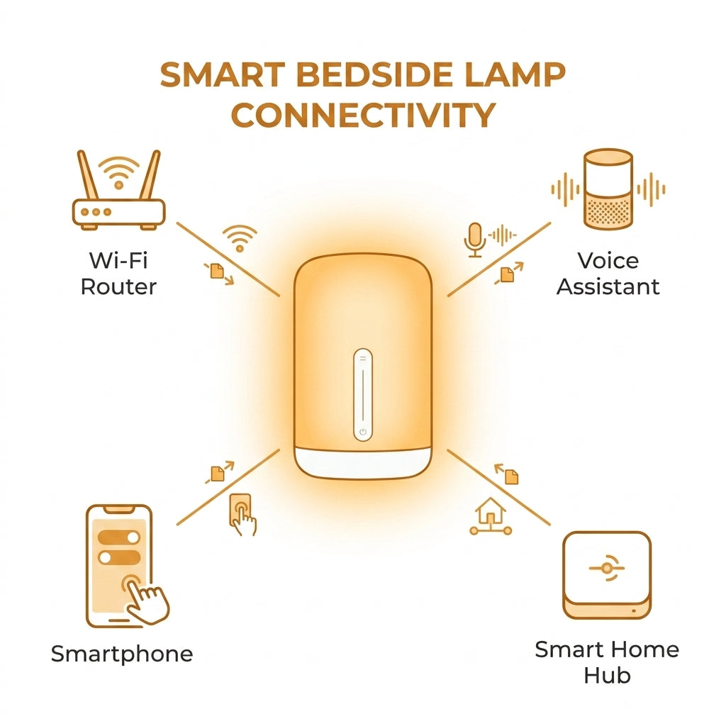 Smart Bedside Lamp – App, Voice & Touch Control, 2700K Warm Light | GadgetMall