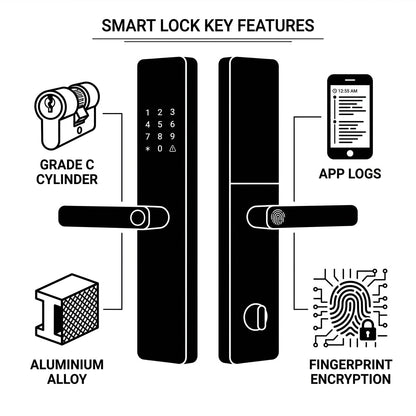 Smart Door Handle Lock – Fingerprint, Keypad, Card & App Control | GadgetMall