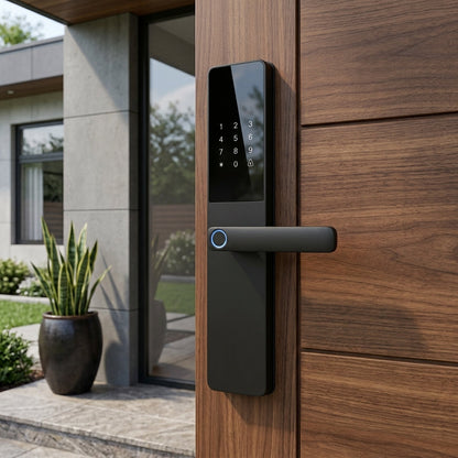 Smart Door Handle Lock – Fingerprint, Keypad, Card & App Control | GadgetMall