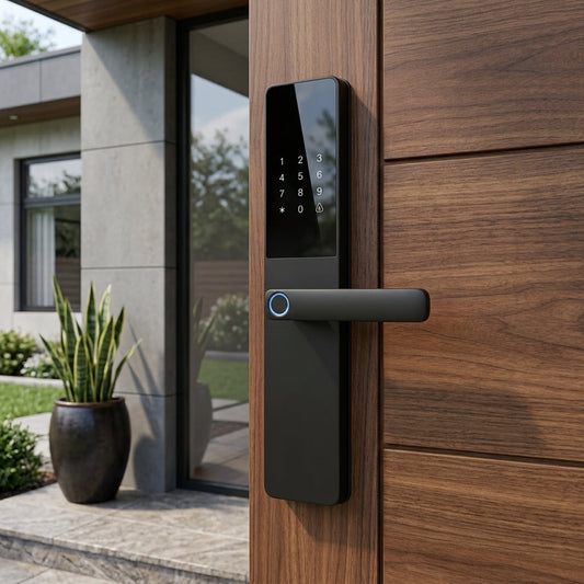 Smart Door Handle Lock – Fingerprint, Keypad, Card & App Control | GadgetMall