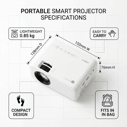 Portable Smart Projector – Android 14, Wi-Fi, Bluetooth & Auto Keystone | GadgetMall