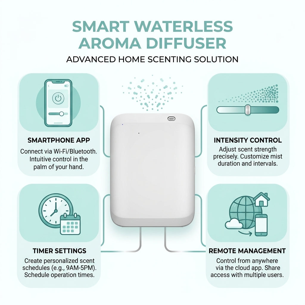 Smart Waterless Aroma Diffuser – 500ml, App-Controlled, 40dB Quiet | GadgetMall