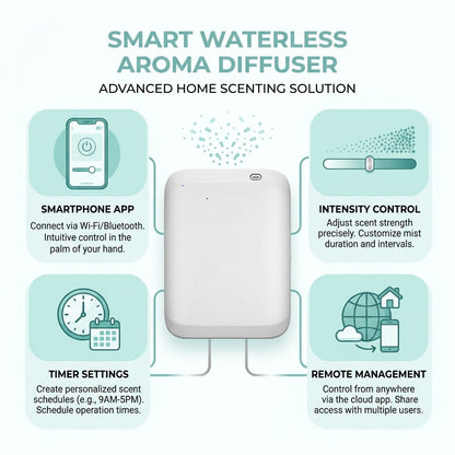 Smart Waterless Aroma Diffuser – 500ml, App-Controlled, 40dB Quiet | GadgetMall